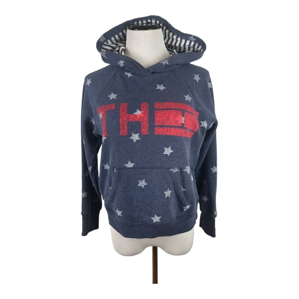 Tommy Hilfiger Sport Womens Cropped Hoodie Sweatshirt Pullover Top Stars Small P